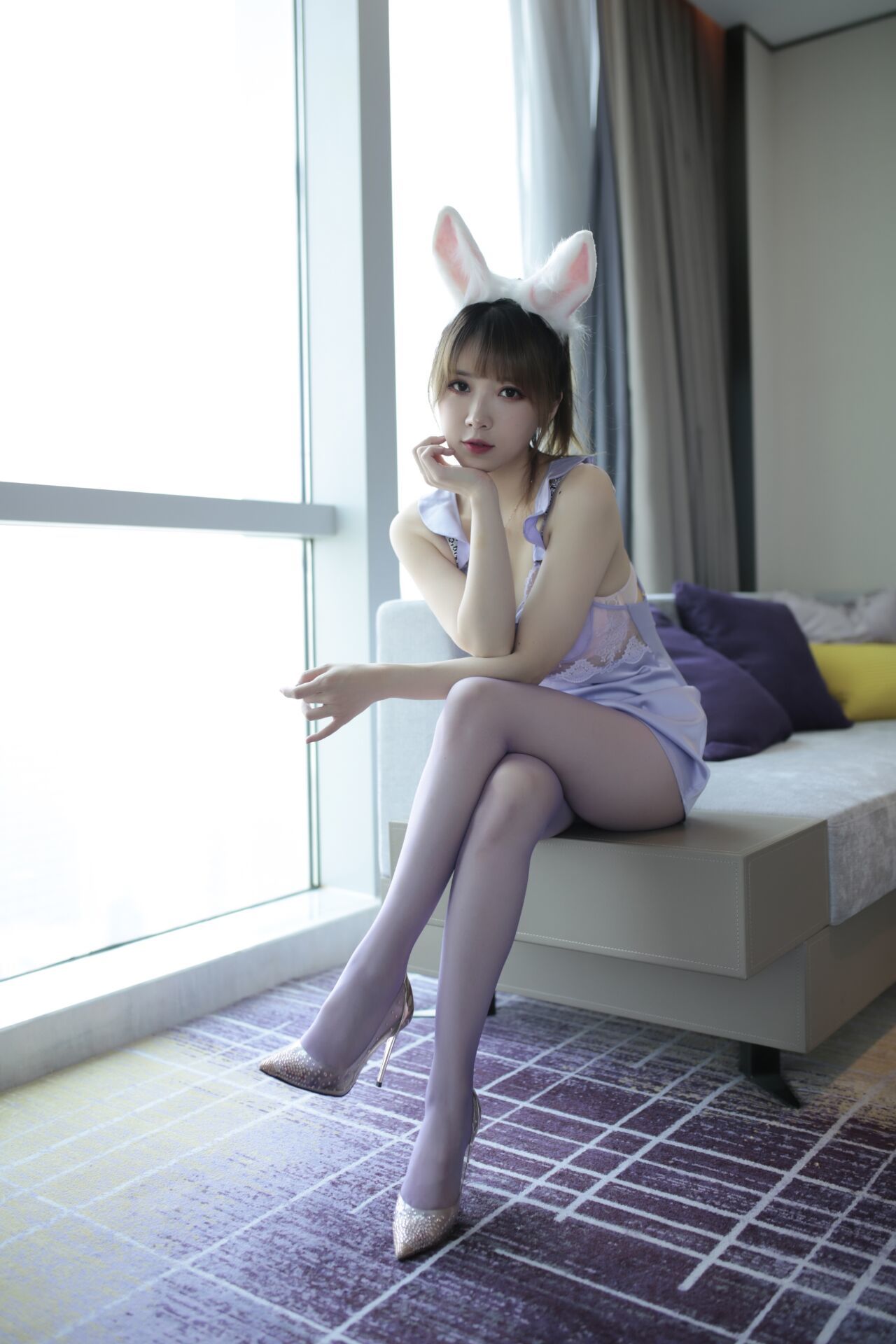 [福利COS] 斗鱼主播小女巫露娜 - 粉紫兔兔  第3张